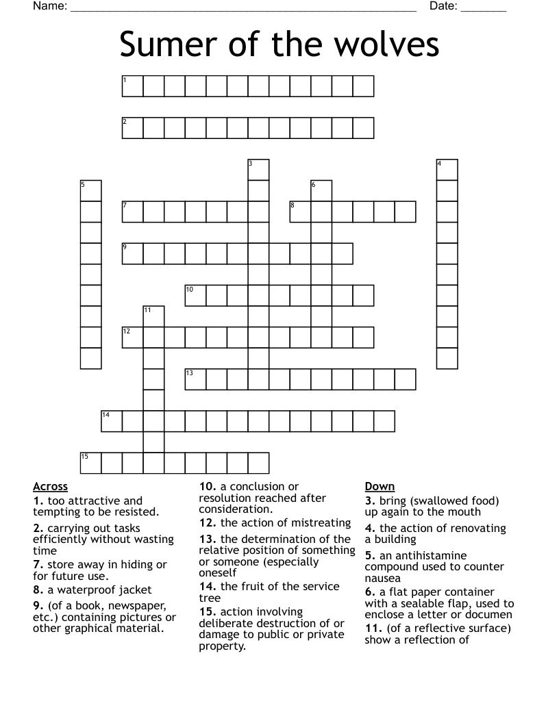 Sumer of the wolves Crossword