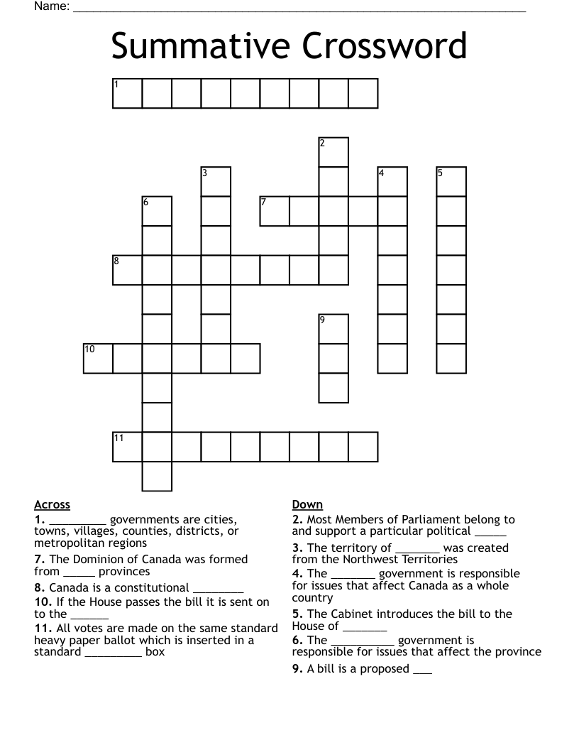 Summative Crossword