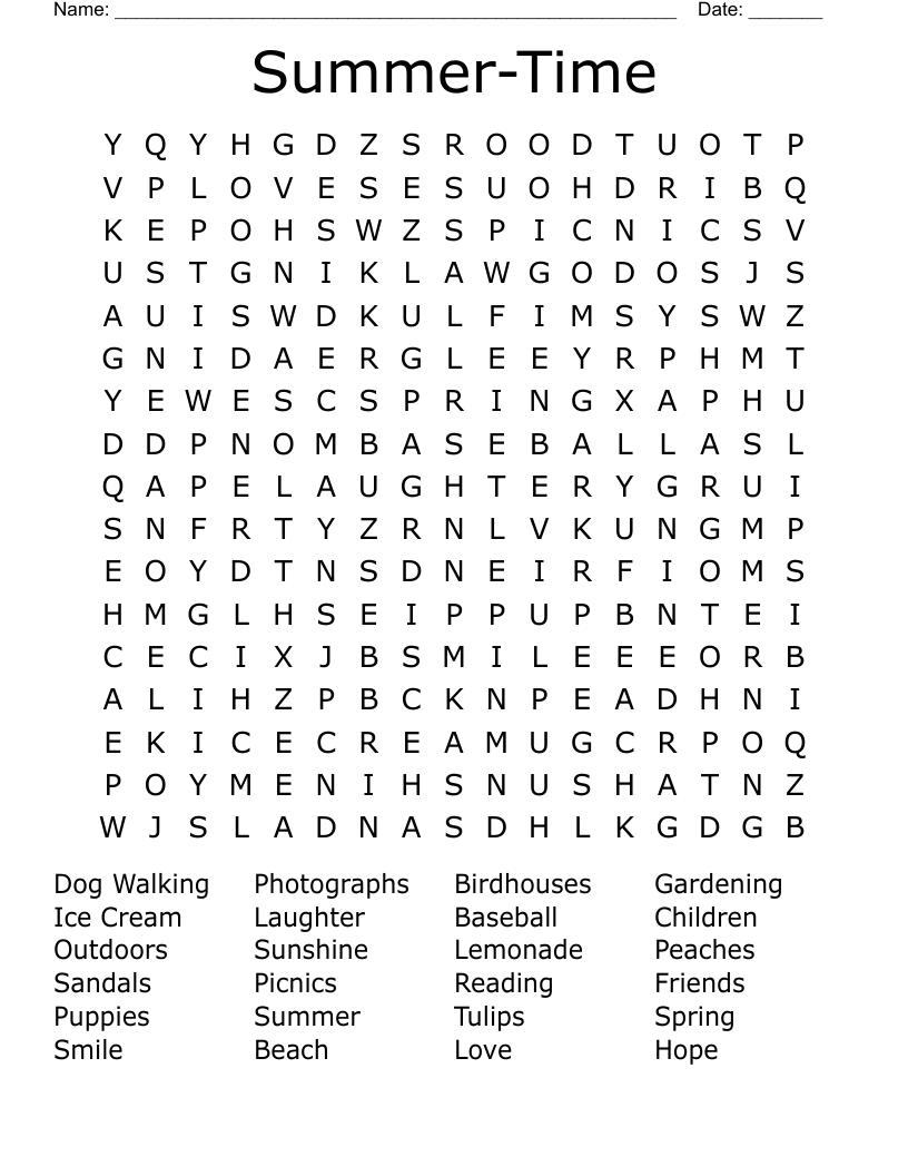 Summer-Time  Word Search