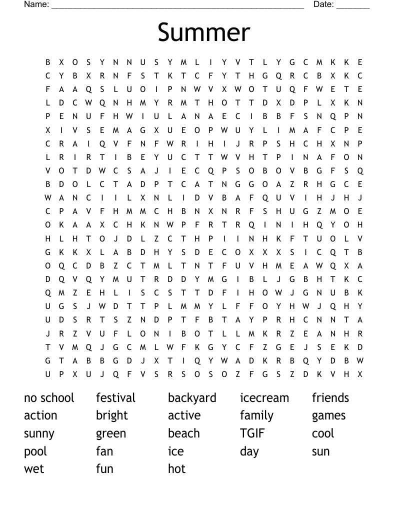 Summer Word Search