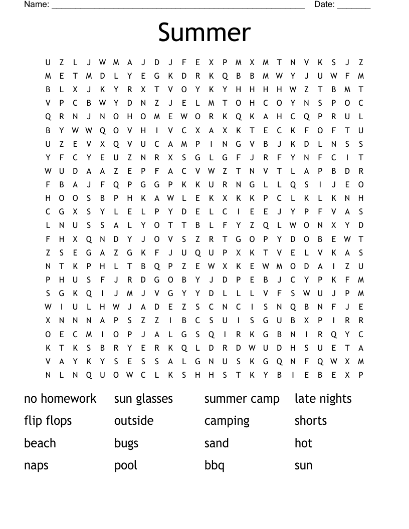 Summer Word Search