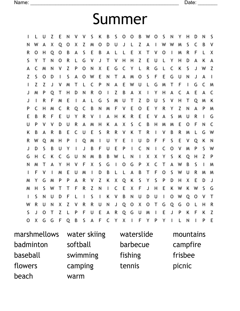 Summer Word Search
