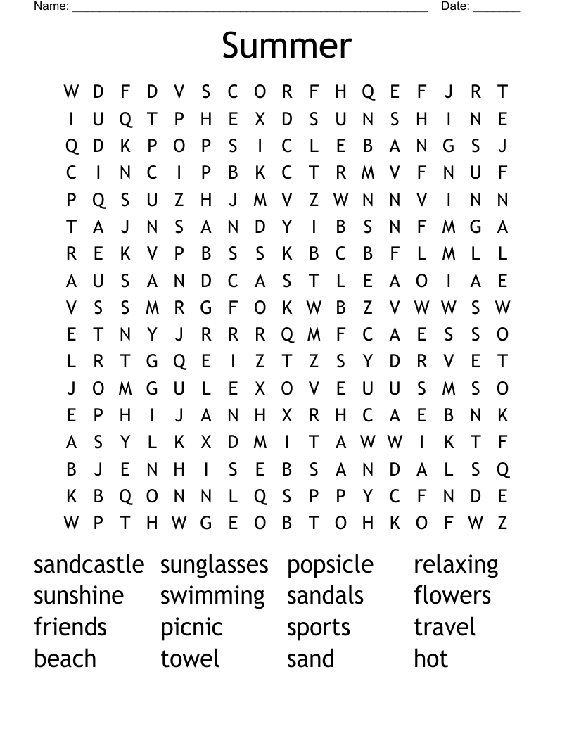Summer Word Search