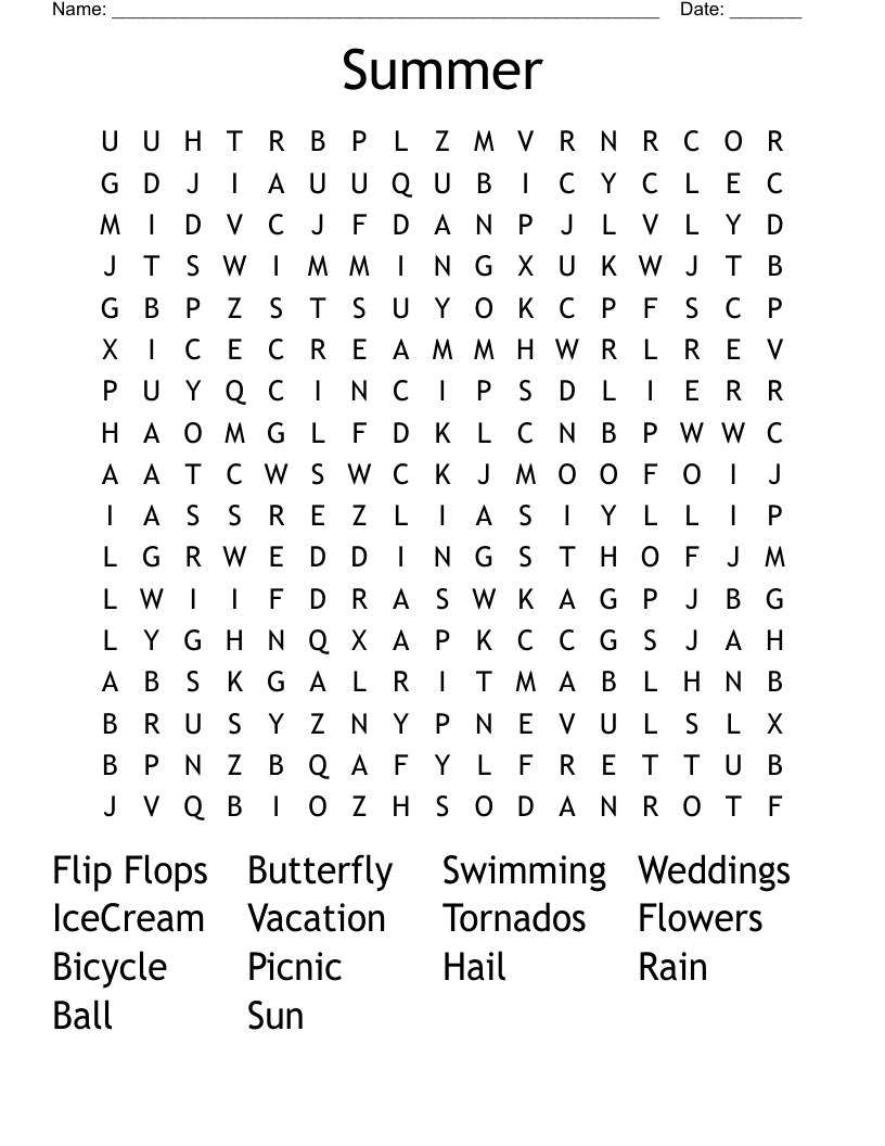 Summer Word Search