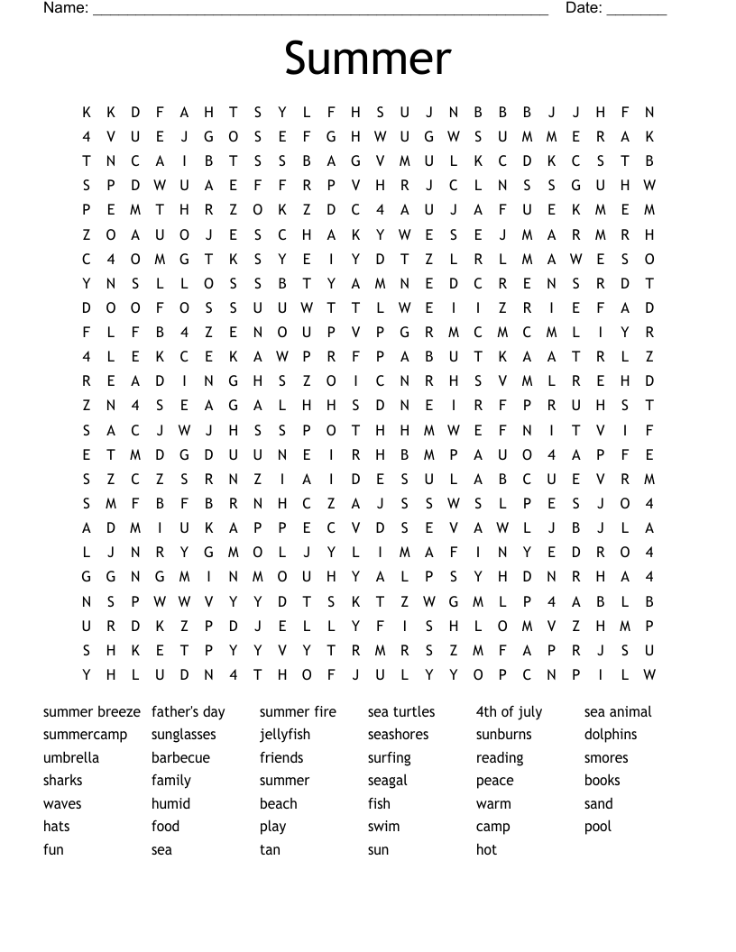 Summer Word Search