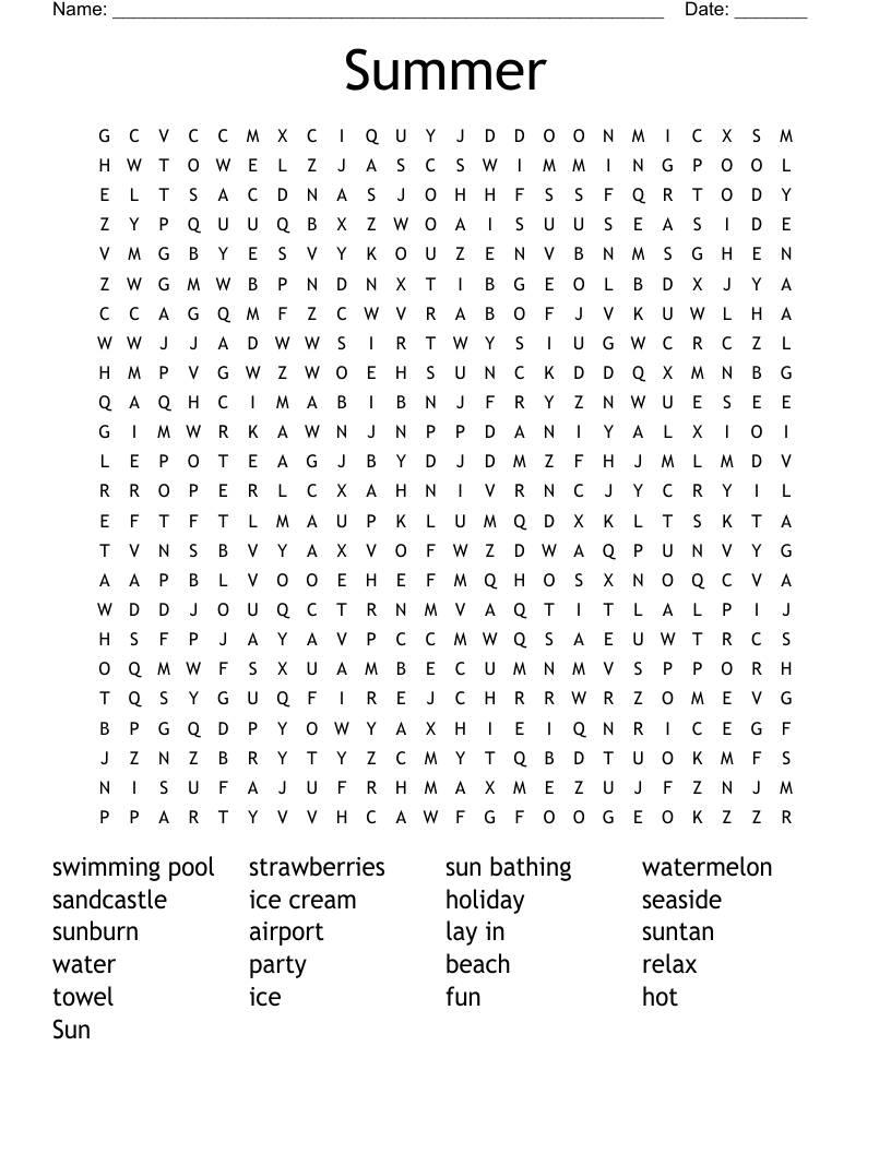Summer Word Search
