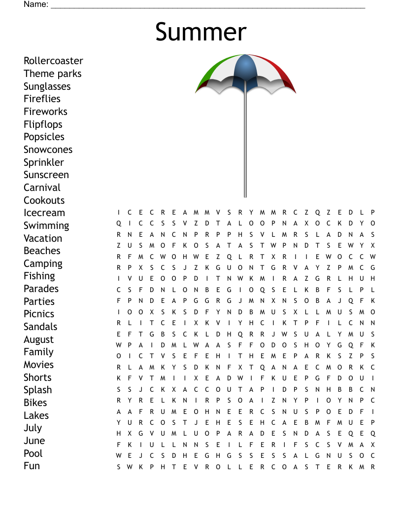 Summer Word Search