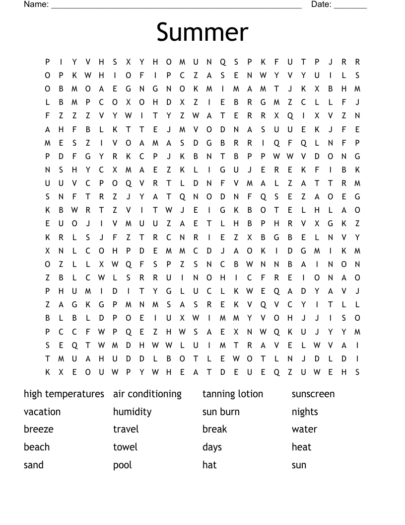 Summer Word Search