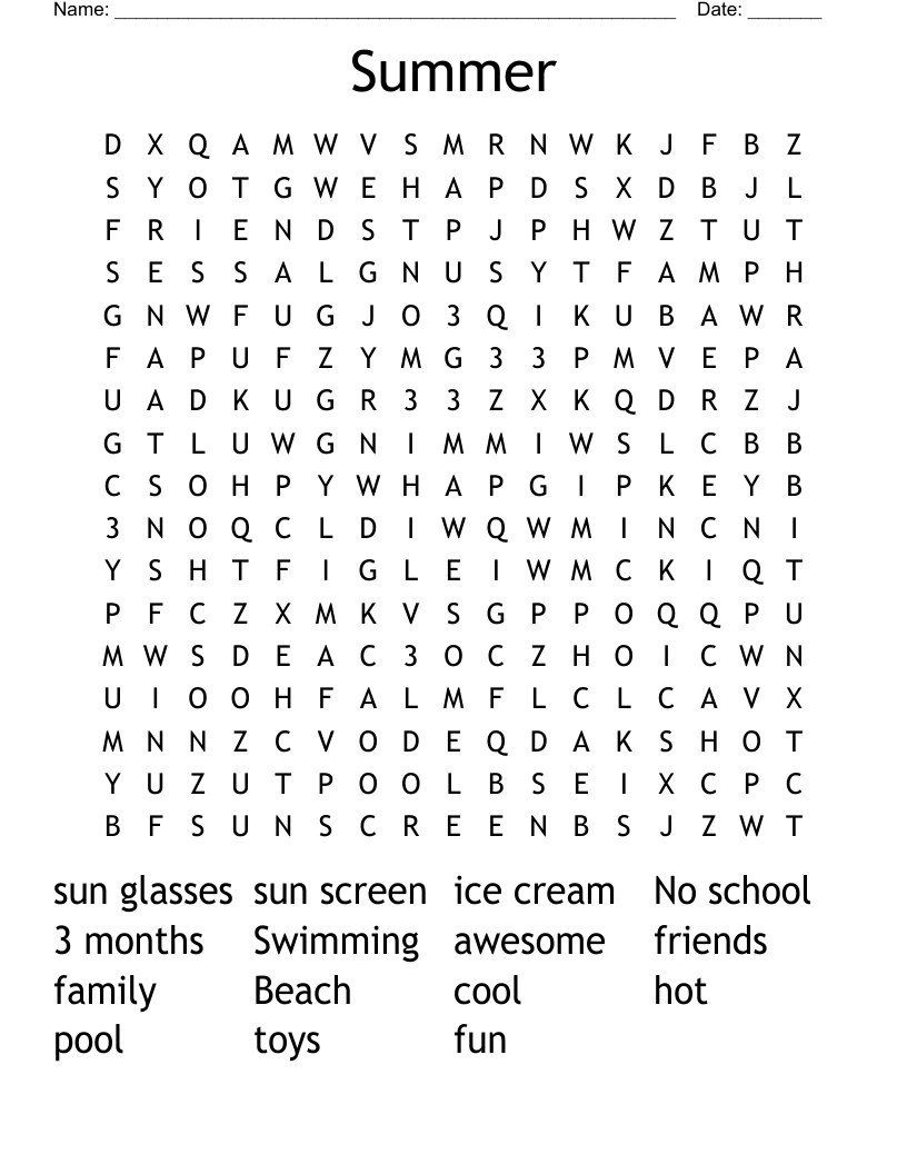 Summer Word Search