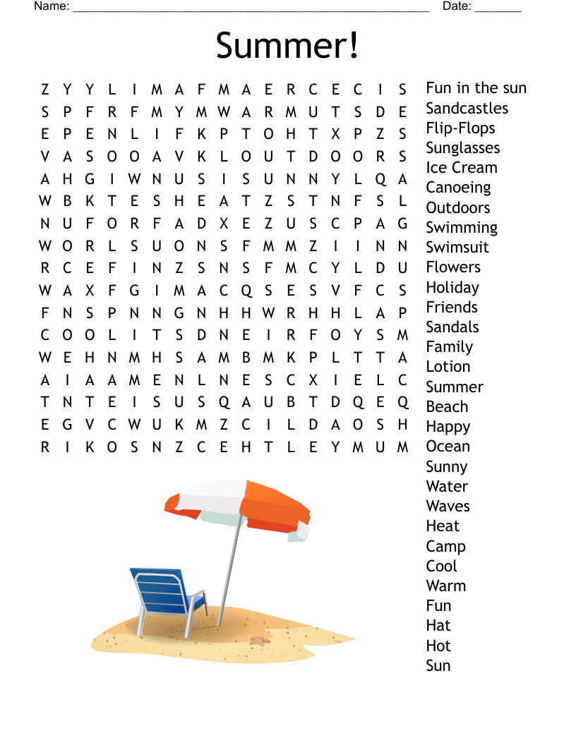 Summer! Word Search