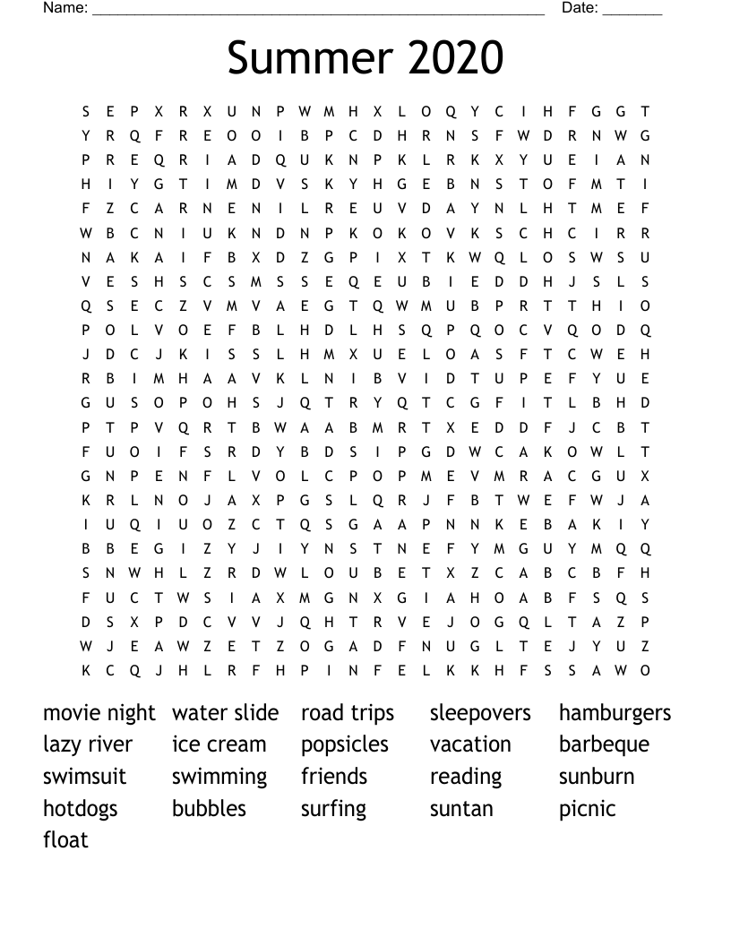 Summer 2020 Word Search