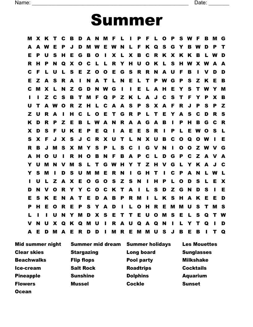 Summer Word Search