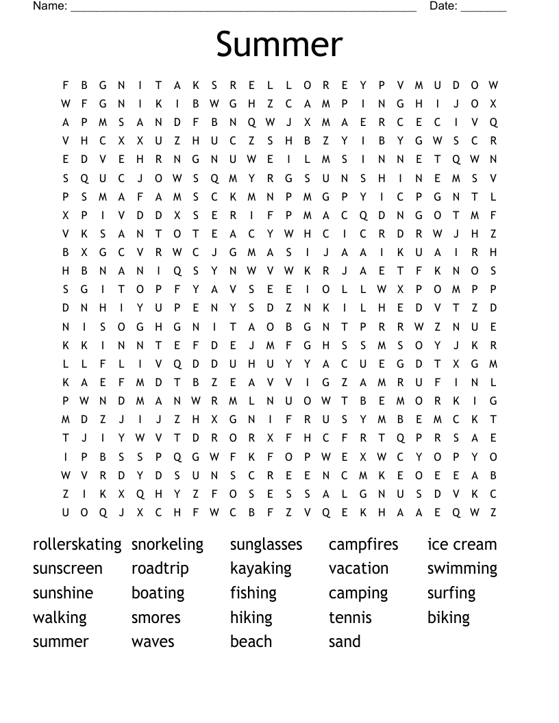 Summer Word Search