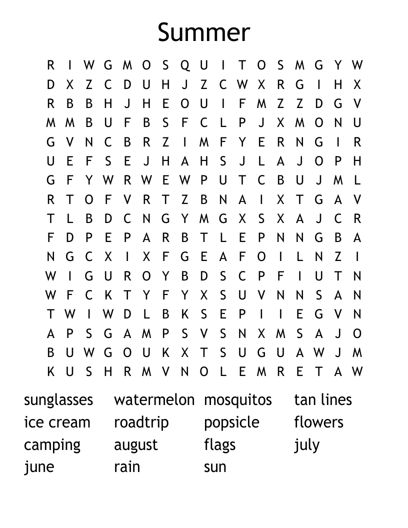 Summer Word Search