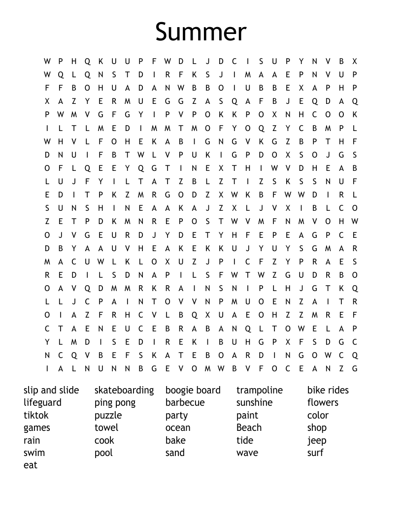 Summer Word Search