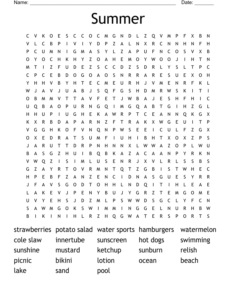 Summer Word Search