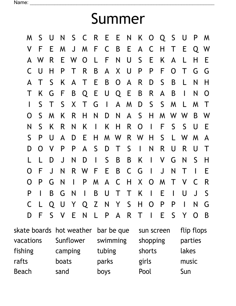 Summer Word Search