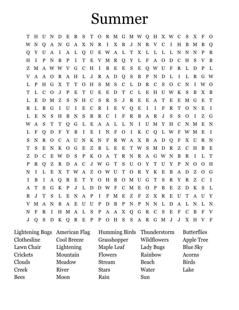 Summer Word Search