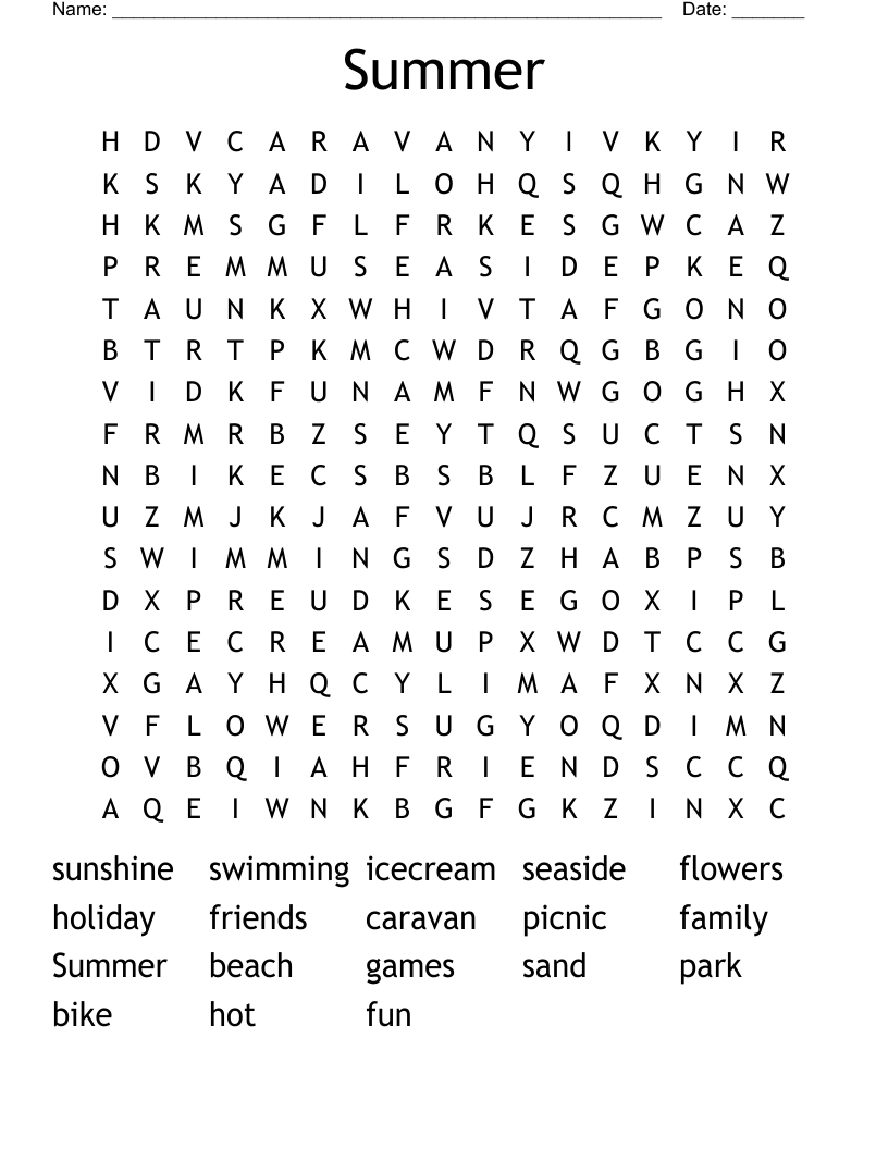 Summer Word Search