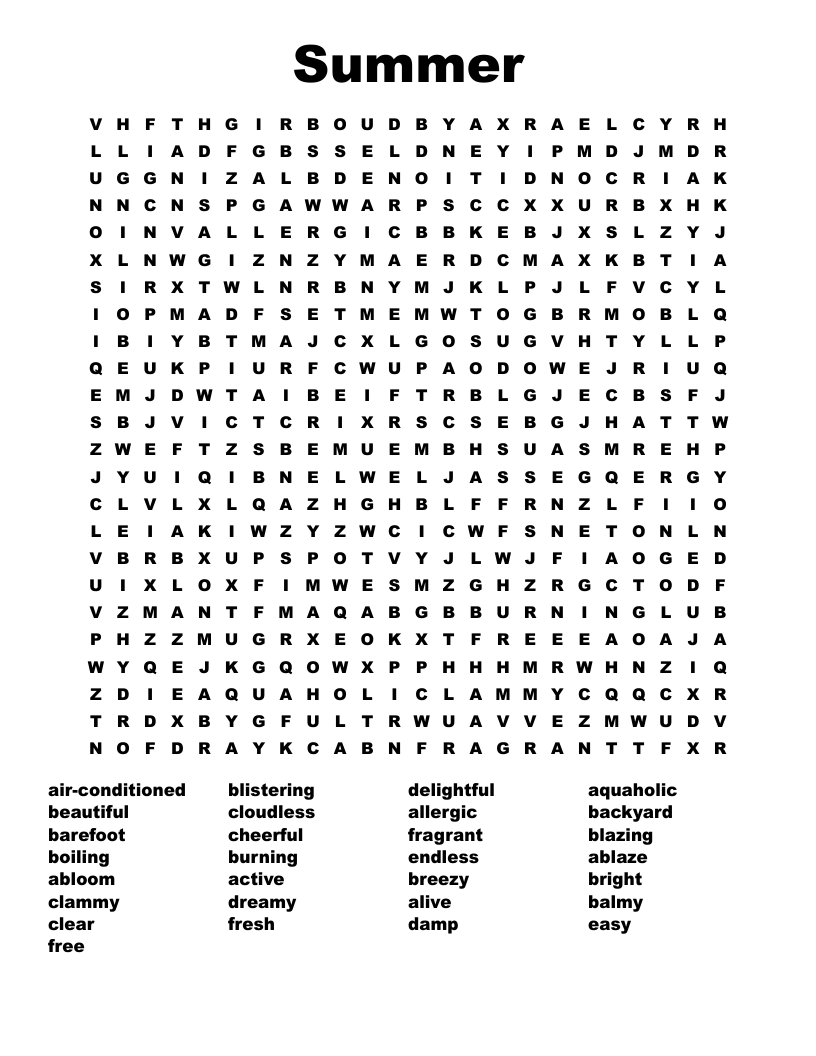 Summer Word Search