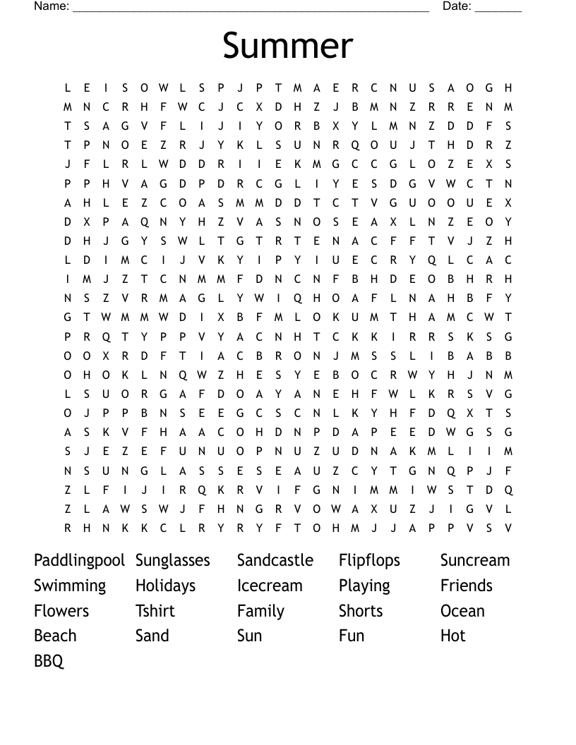 Summer Word Search