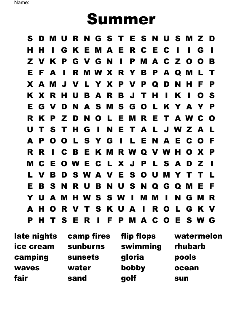 Summer Word Search