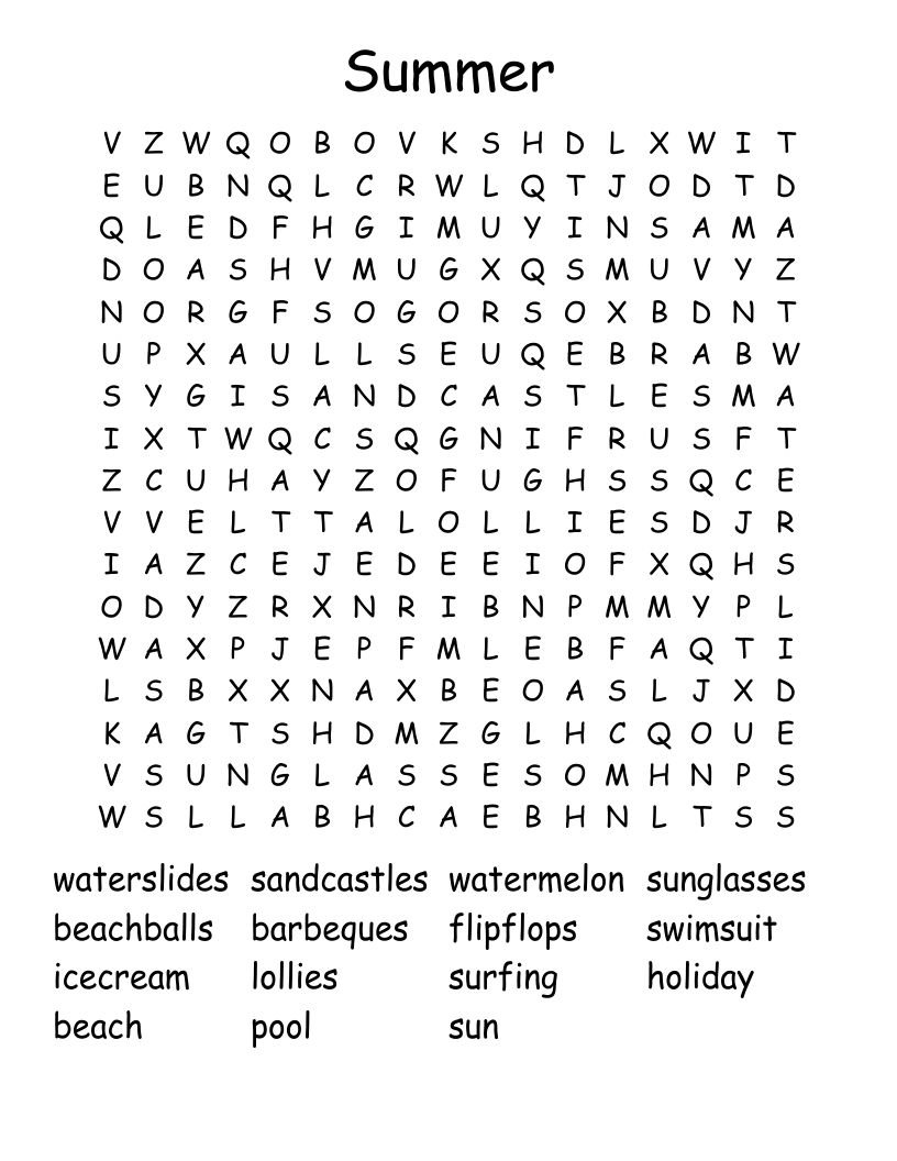 Summer Word Search