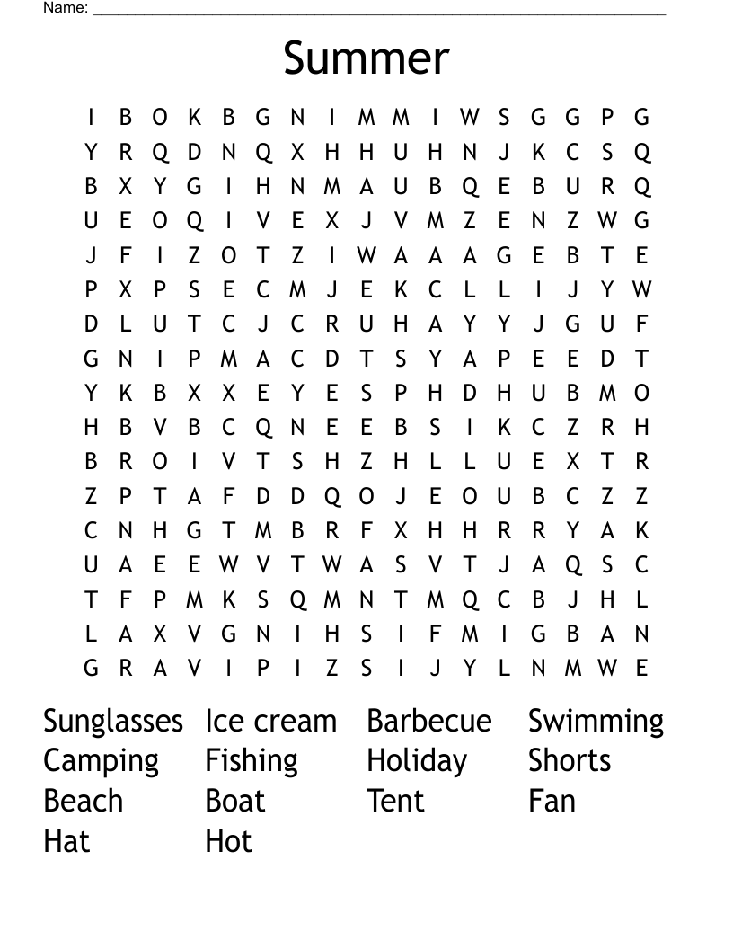 Summer Word Search