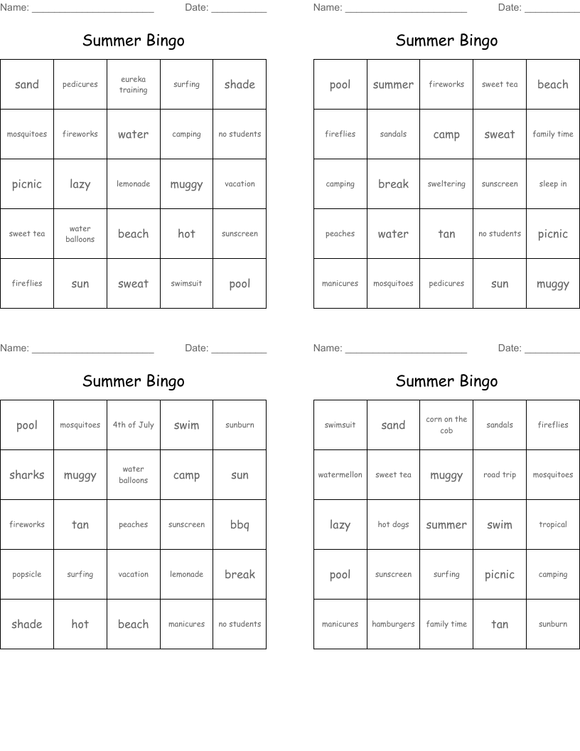 Summer Bingo