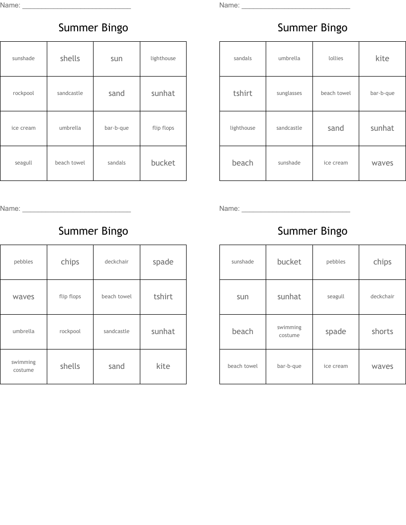 Summer Bingo