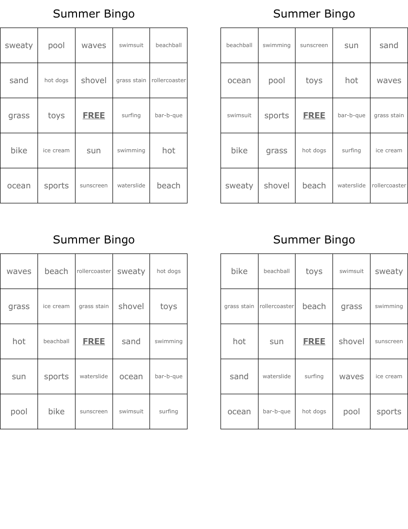 Summer Bingo