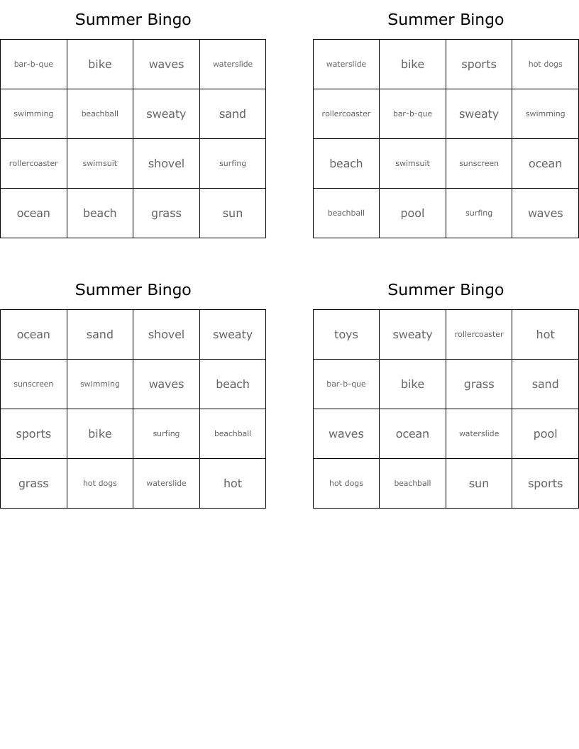 Summer Bingo