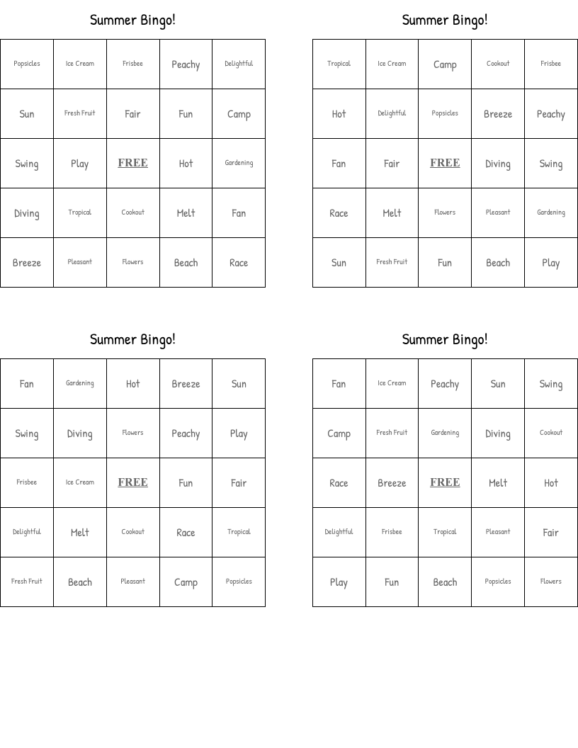 Summer Bingo!