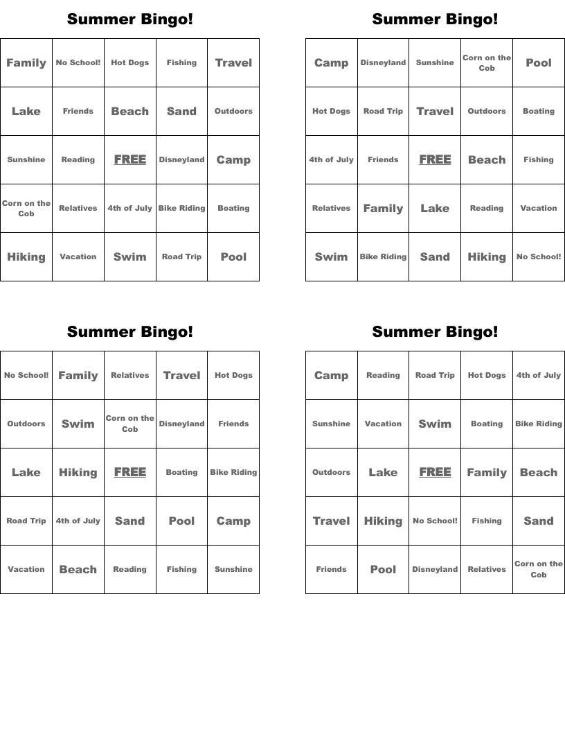 Summer Bingo!