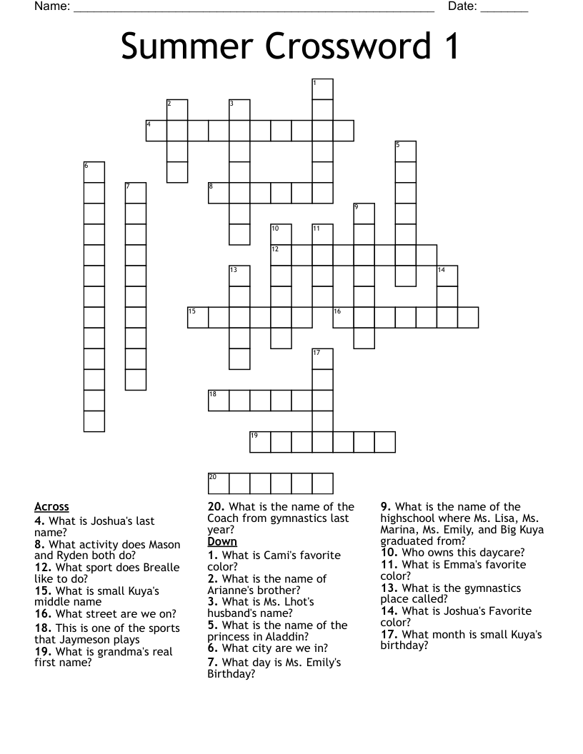 Summer Crossword 1