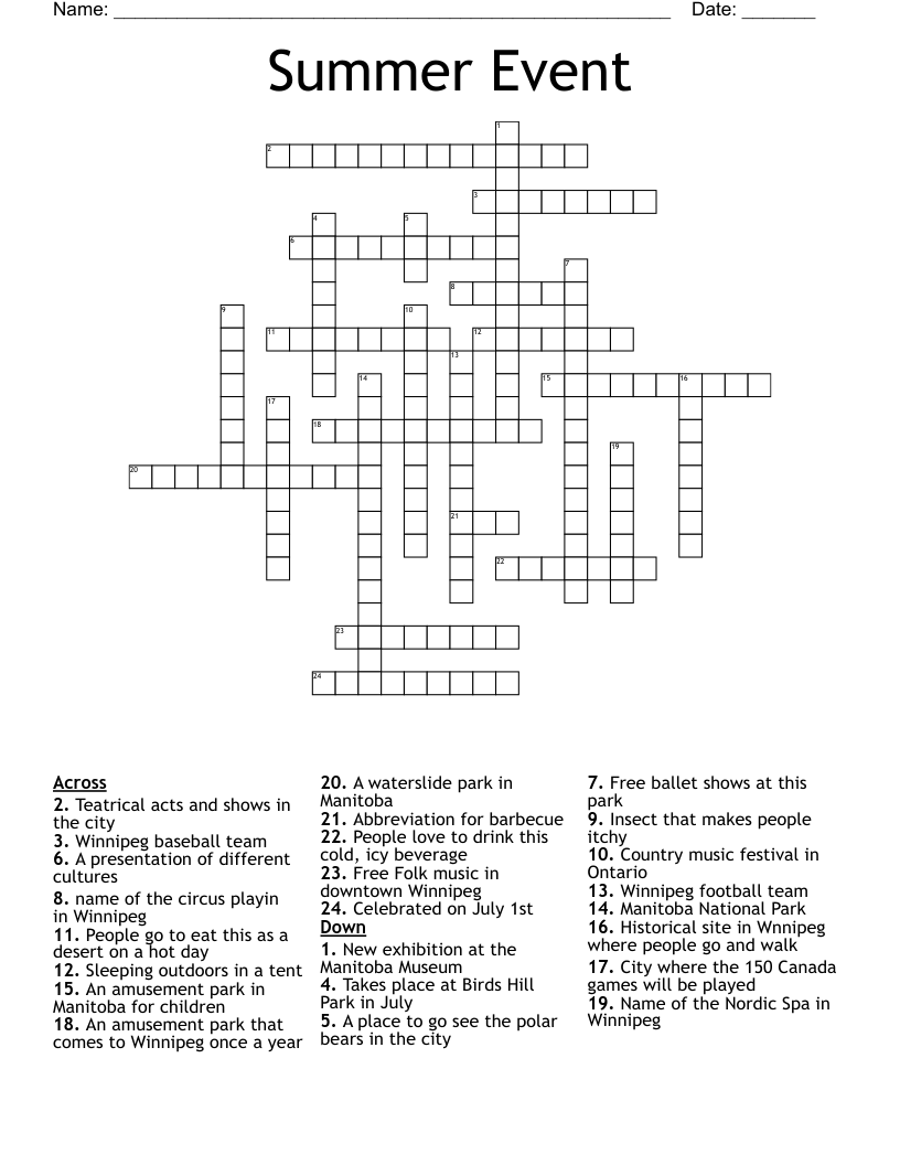 Summer Event Crossword