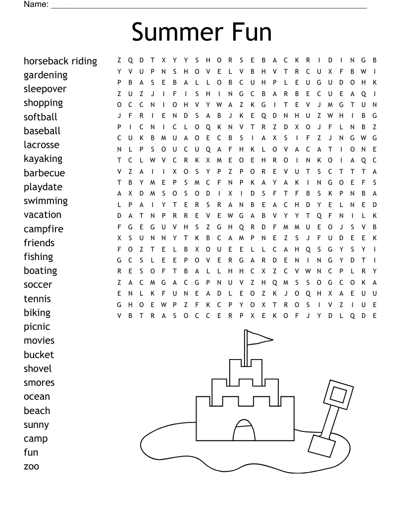 Summer Fun Word Search