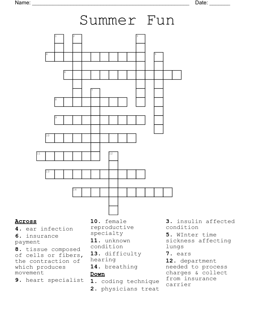 Summer Fun Crossword