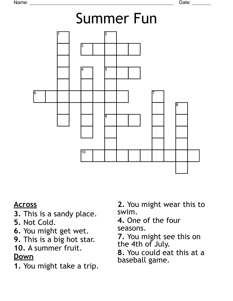 Summer Fun Crossword