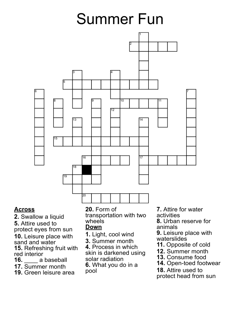 Summer Fun Crossword