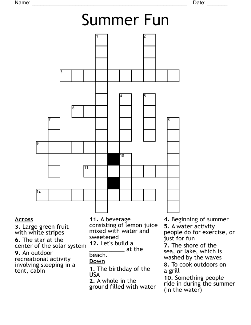 Summer Fun Crossword