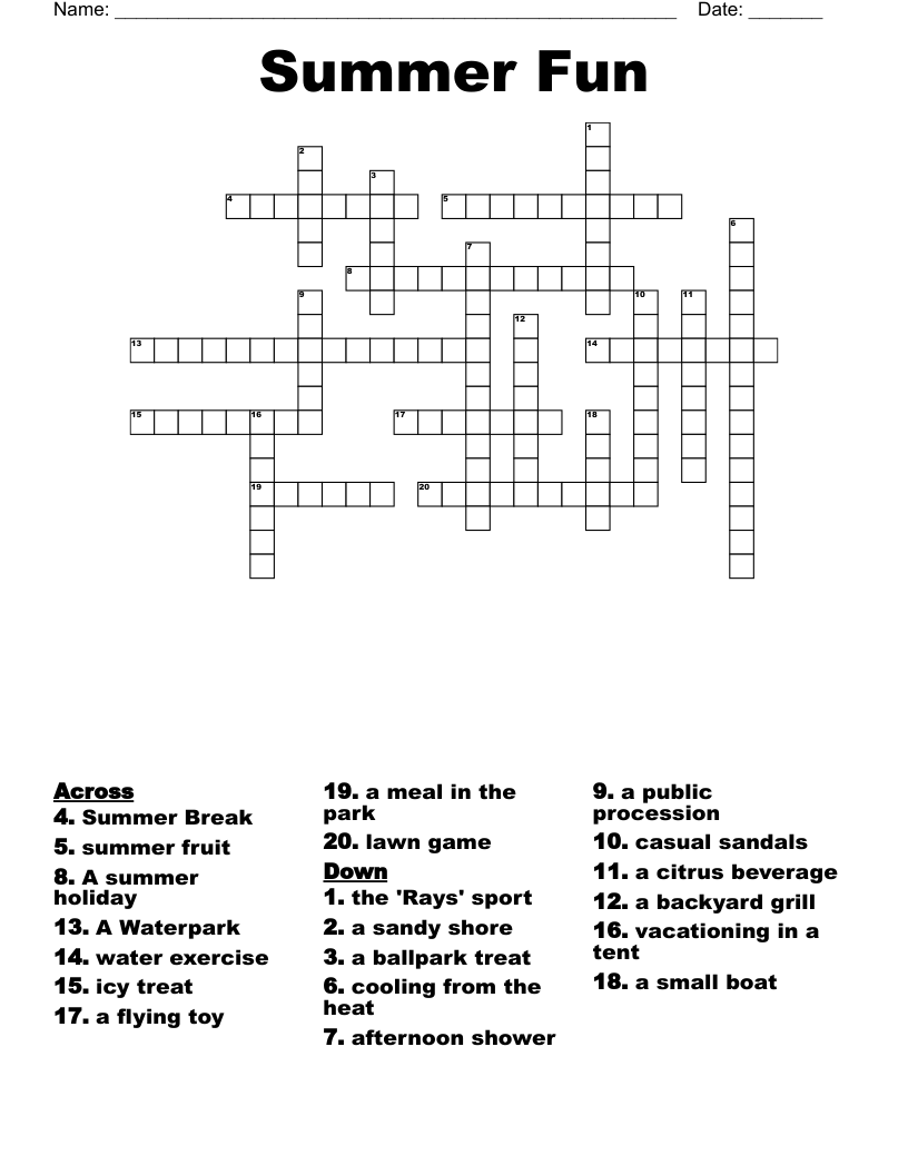 Summer Fun Crossword