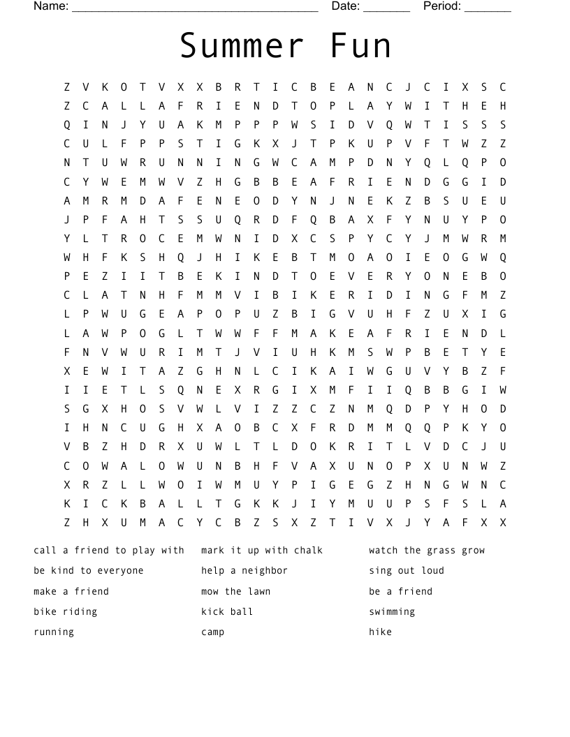 Summer Fun Word Search