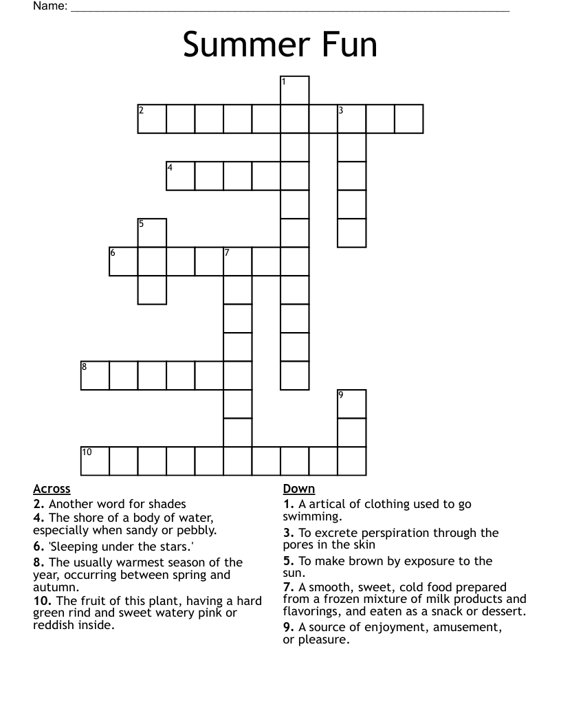 Summer Fun  Crossword