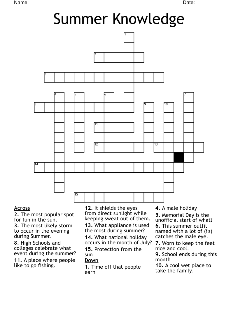 Summer Knowledge Crossword