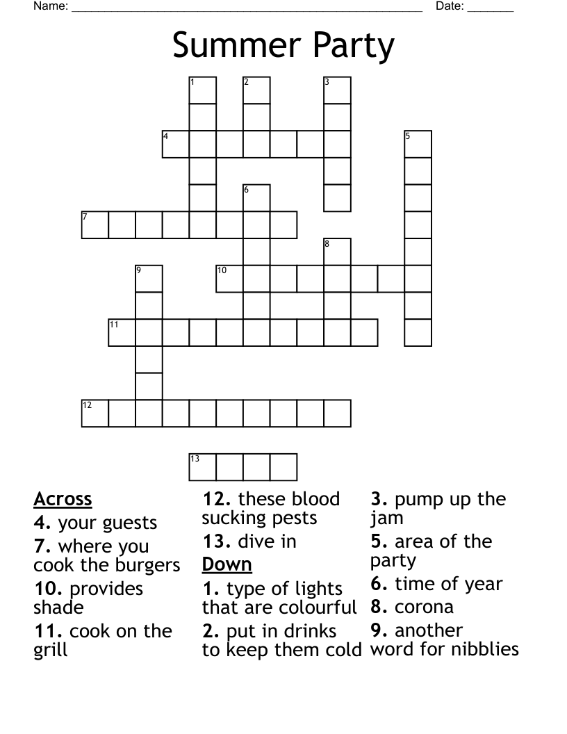 Summer Party Crossword