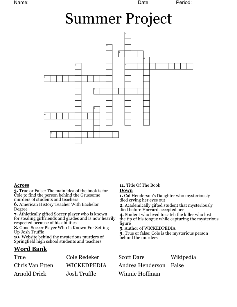 Summer Project Crossword