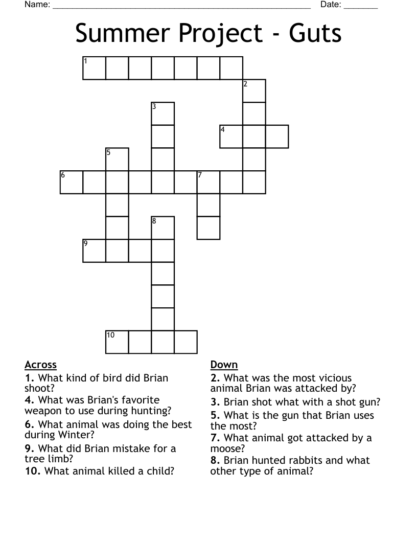 Summer Project - Guts Crossword
