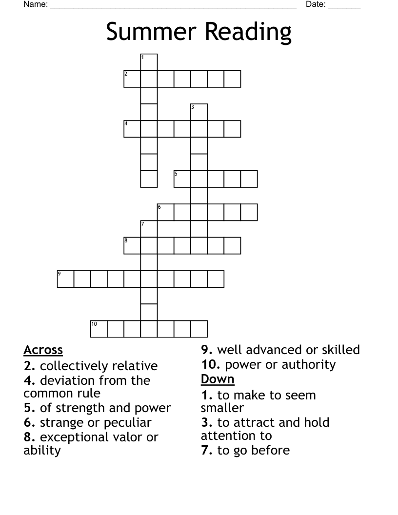 Summer Reading Crossword