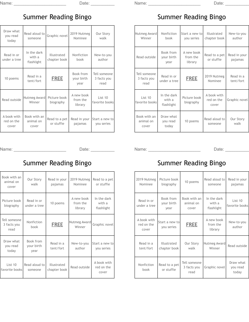 Summer Reading Bingo